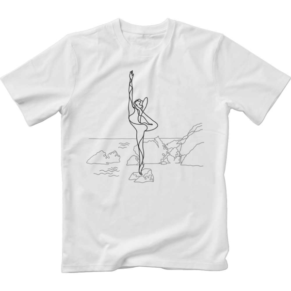 T-shirt Budva dance and sea monochrome print