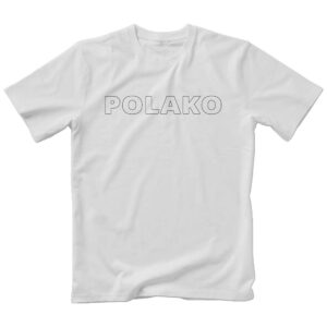 White T-shirt with black lettering POLAKO