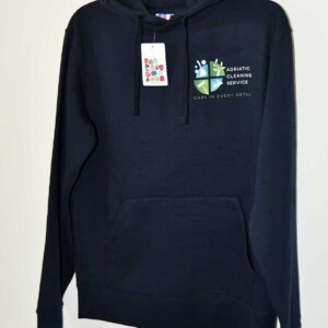 Hoodie for cleaning company with logo on the chest. Hoodie for a cleaning company with logo on the chest.